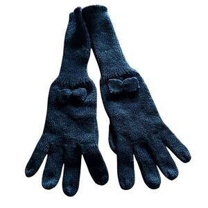 Fair Weather Accessories Ladies Black Acrylic Knit Gloves with Bow NWT